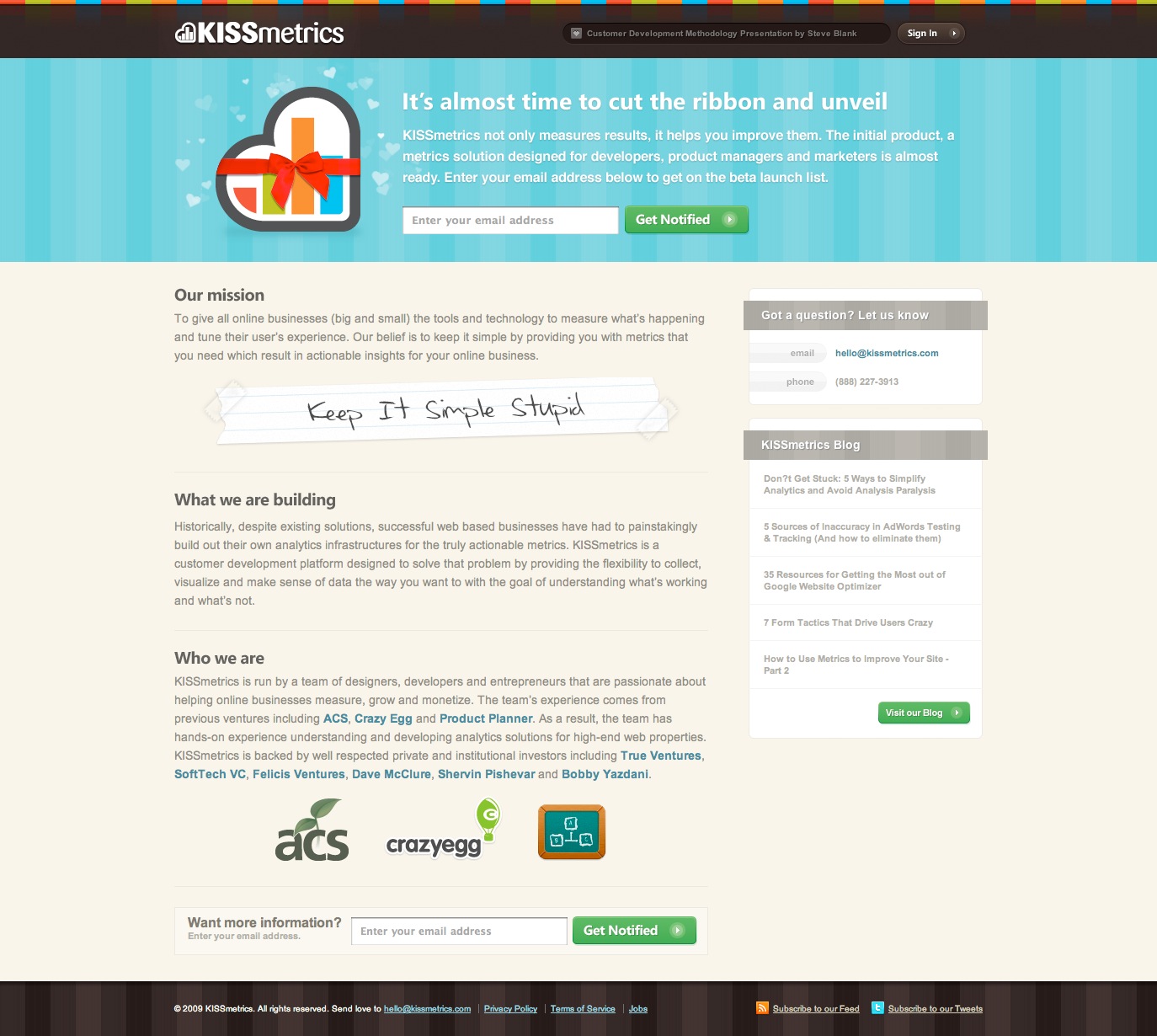 kissmetrics gift landing page