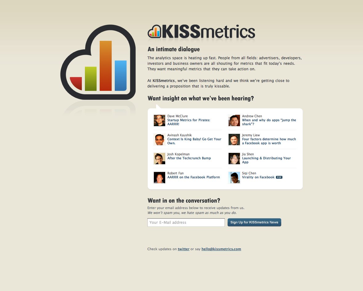 kissmetrics old landing page